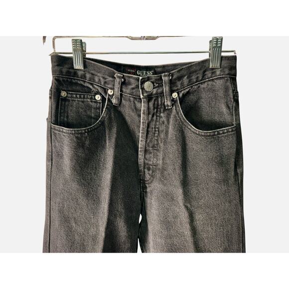 Vintage Guess Jeans Womens 28 High Rise Tapered 90s Mom Black Jeans Button Fly - Picture 3 of 9